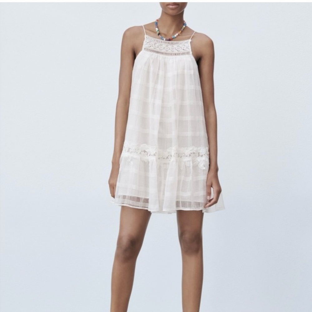 ZARA Halter Cream Lace Dress